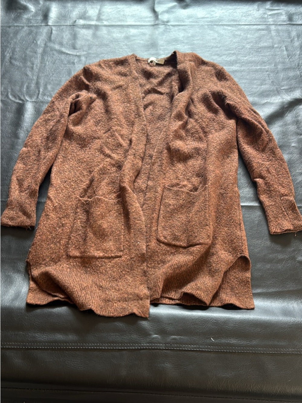 Madewell Open-Front Rust Brown Cardigan with Pockets